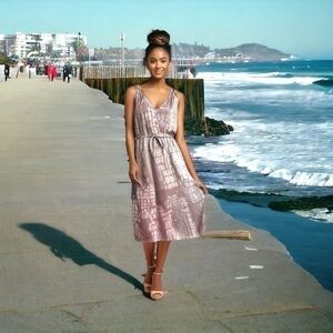 GRAHAM & SPENCER Womens Velvet Dress S Lilac Double Layer Midi Adjustable Straps